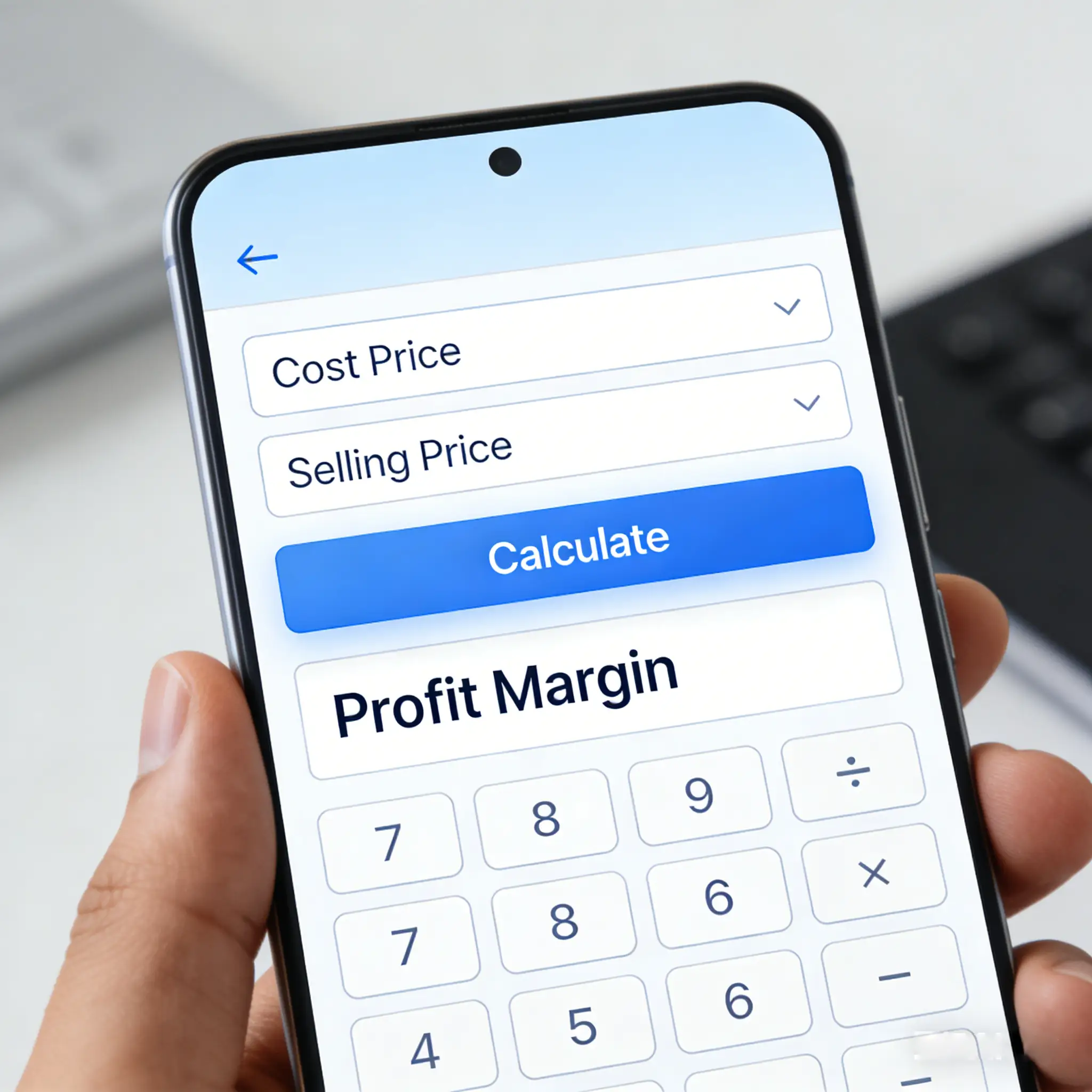 Minimal line art illustration: profit margin chart, revenue and cost bars, percentage growth, clean business infographic, white background, freelance finance